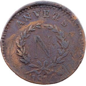 Belgium, 10 Centimes 1814, Naval arsenal(?), Antwerp