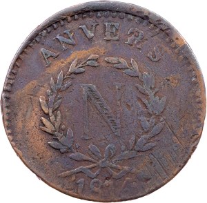 Belgium, 10 Centimes 1814, Naval arsenal(?), Antwerp