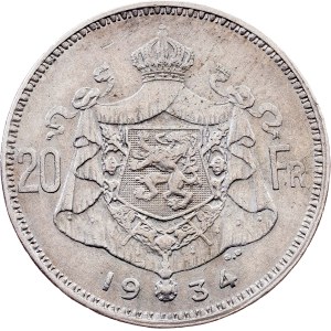 Belgium, 20 Francs 1934, Brussels