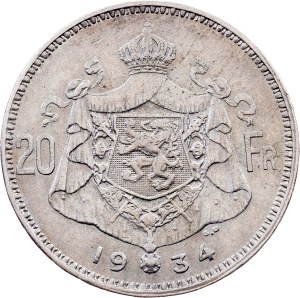 Belgium, 20 Francs 1934, Brussels