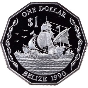 Belize, 1 Dollar (Piedfort) 1990, Llantrisant