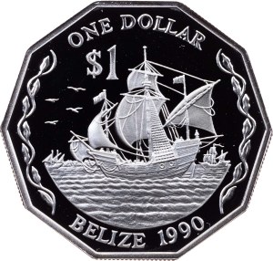 Belize, 1 Dollar (Piedfort) 1990, Llantrisant