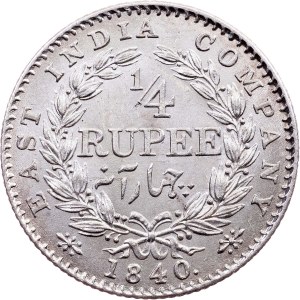 British India, 1/4 Rupee 1840, Calcutta