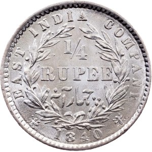 British India, 1/4 Rupee 1840