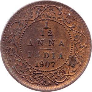 British India, 1/12 Anna 1907, Calcutta