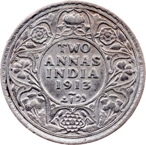 British India, 2 Annas 1913, Bombay