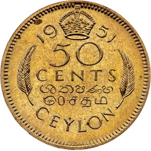 Ceylon, 50 Cents 1951, London