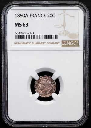 France, 20 Centimes 1850, A, Paris