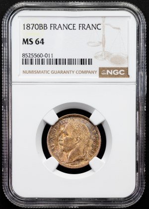 France, 1 Franc 1870, BB, Strasbourg