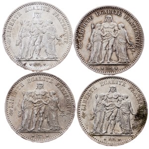 France, 5 Francs 1873, 1874, 1875, A, Paris; K, Bordeaux