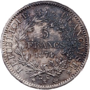 France, 5 Francs 1874, K, Bordeaux