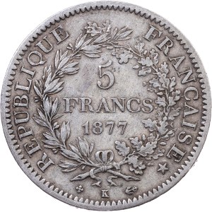France, 5 Francs 1877, K, Bordeaux