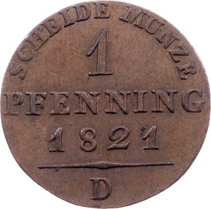 Germany, 1 Pfennig 1821, D, Düsseldorf