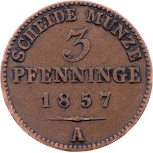 Germany, 3 Pfenninge 1857, A, Berlin