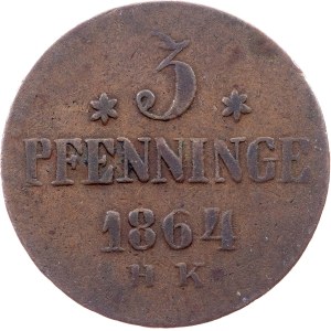 Germany, 3 Pfennig 1864, Rostock