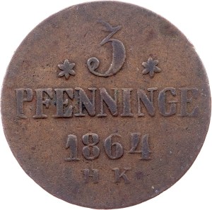 Germany, 3 Pfennig 1864, Rostock