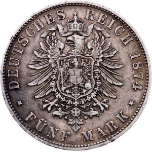 Germany, 5 Mark 1874, D