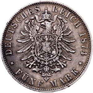 Germany, 5 Mark 1874, D