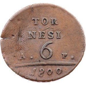 Italy, 6 Tornesi 1800, AP