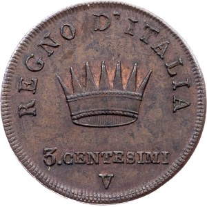 Italy, 3 Centesimi 1808, V, Venice