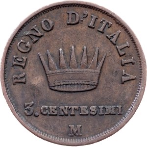 Italy, 3 Centesimi 1812, M, Milan