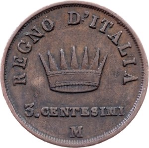 Italy, 3 Centesimi 1812, M, Milan