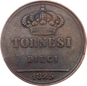 Italy, 10 Tornesi 1825