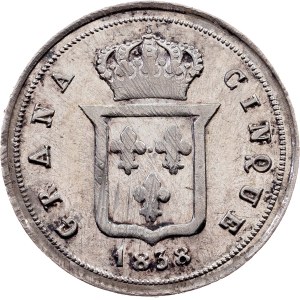 Italy, 5 Grana 1838
