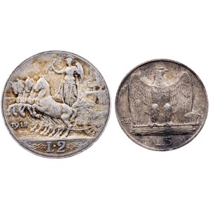 Italy, 2, 5 Lire 1912, 1927, Rome