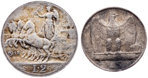 Italy, 2, 5 Lire 1912, 1927, Rome