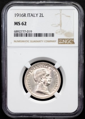 Italy, 2 Lire 1916, R, Rome
