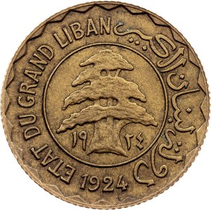 Lebanon, 5 Piastres 1924, Paris
