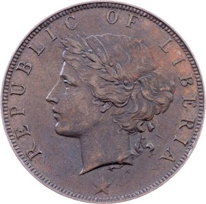 Liberia, 2 Cents 1896, Heaton