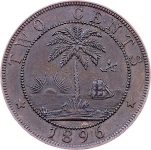 Liberia, 2 Cents 1896, Heaton