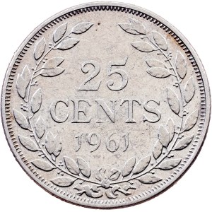 Liberia, 25 Cents 1961, Philadelphia