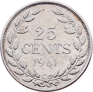 Liberia, 25 Cents 1961, Philadelphia