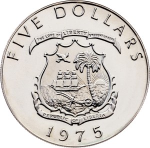 Liberia, 5 Dollars 1975, San Francisco