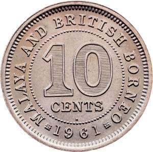 Malaya and British Borneo, 10 Cents 1961, Heaton and Sons