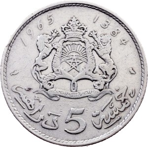 Morocco, 5 Dirhams 1384 (1965), Paris