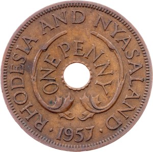 Rhodesia and Nyasaland, 1 Penny 1957, London