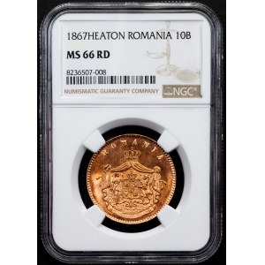 Romania, 10 Bani 1867, Heaton