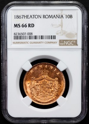 Romania, 10 Bani 1867, Heaton