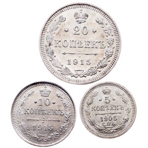 Russia, 5, 10, 20 Kopecks 1905, 1915, СПБ
