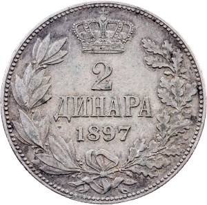 Serbia, 2 Dinar 1897