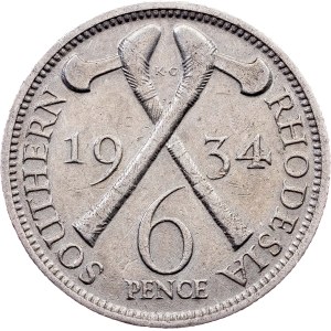 Southern Rhodesia, 6 Pence 1934, London