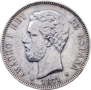 Spain, 5 Pesetas 1871, SDM