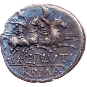 C.Plutius, Denarius 121 BC, Rome
