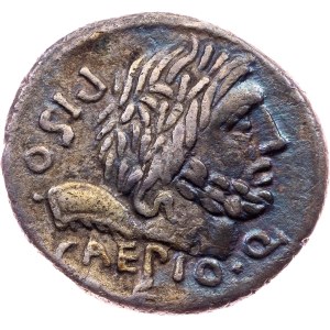 L. Calpurnius Piso Caesonius and Q. Servilius Caepio, quaestors, Denarius 100 BC, Rome