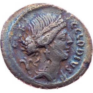 C. Clodius C.f. Vestalis, Denarius 41 BC, Rome