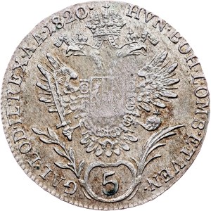 Franz I. (II.), 5 Kreuzer 1820, V, Venezia